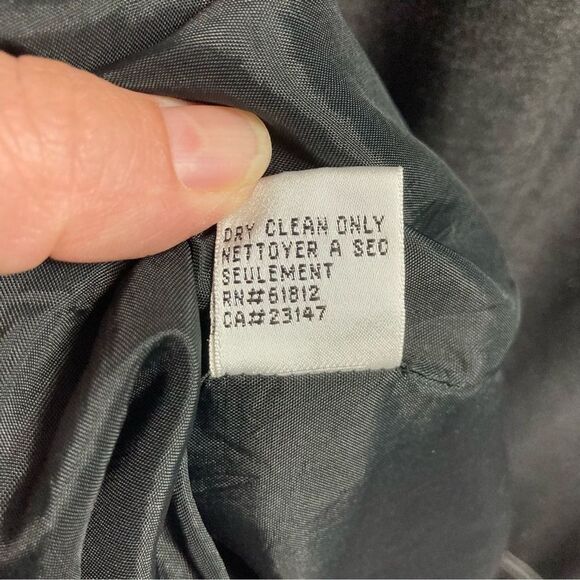 Talbots Dress SZ 12 Dark Gray Faux Wrap Rayon Maxi Fringe Lined Sleeveless Long - Picture 12 of 14